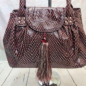 LA GIOE di TOSCANA The Italian Collection Snake Croc Print Patent Leather Bag